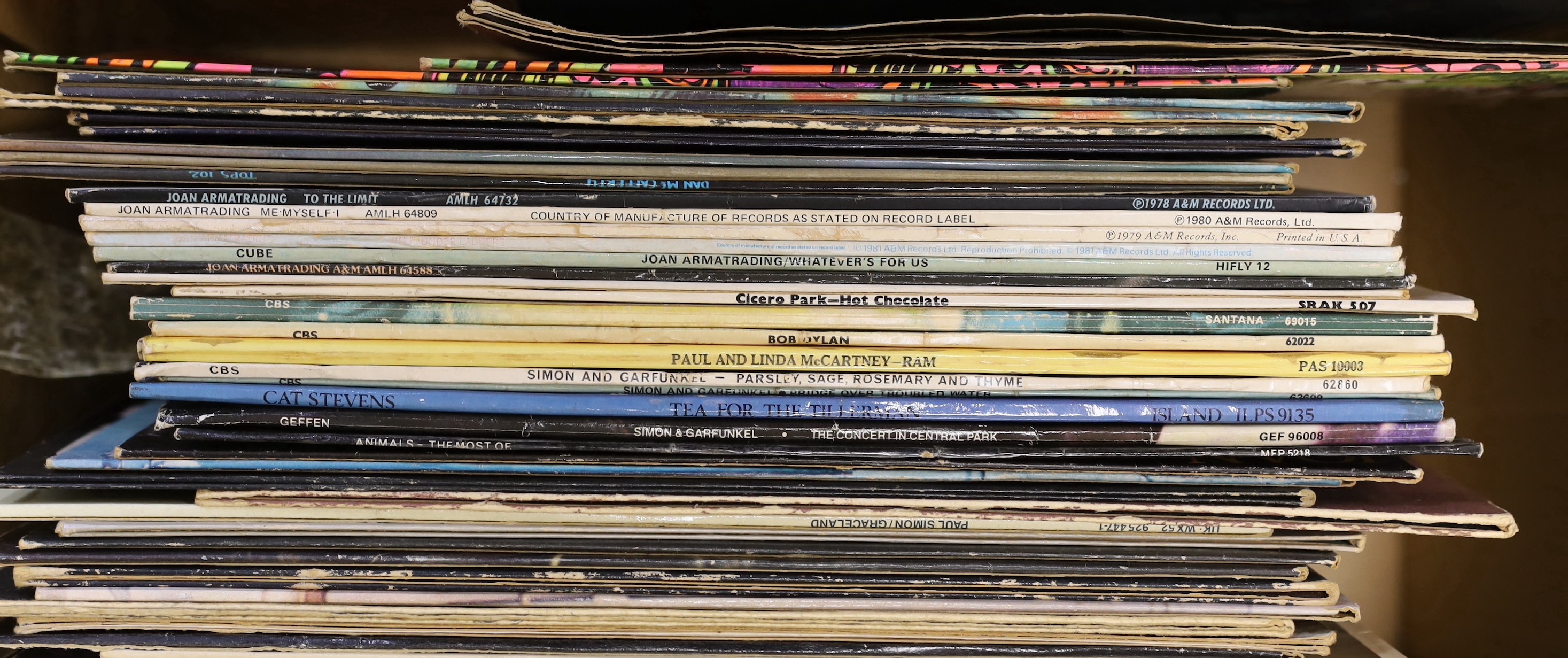 A box of 52 mixed rock and pop LP’s to include Cream, Small Faces, The Jam etc.